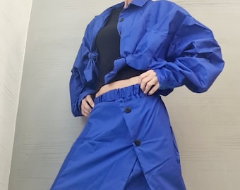 Asymmetrical Cotton Harem Pants, Avant-Garde Skirt Trousers