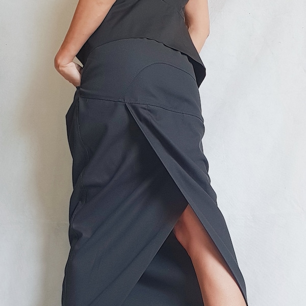 Jupe wrap, Une jupe line, Jupe longue, Jupe Cocktail Ball, Jupe gothique, Jupe asymétrique, Jupe Maxi Noire, Jupe de mariage