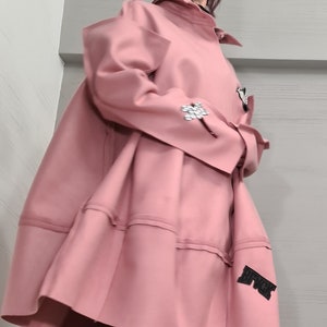 New collection Extravagant Deconstructed Coat, Pink Wool Coat, Winter Coat, Plus Size Clothing, Oversize Coat,  Wool Clothing, Warm Coat
