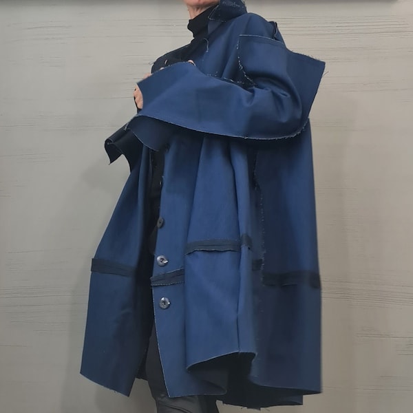 Trench-coat extravagant, Trench-coat en denim, Vêtements grande taille, Trench-coat oversize