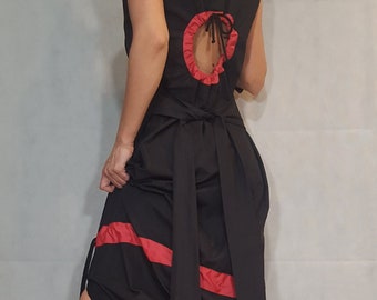 Extravagant Long Dress, Open Back, Black Fit Dress, Asymmetric Dress, Plus Size Clothing, Sleeveless Dress, Cocktail Dress