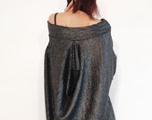 Silver Grey Extravagant Long Dress, Loose Maxi Dress Tunic, Party Dress, Sleeveless Dress, One Shoulder Dress, Knitting Tunic