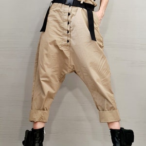 Plush Casual Black Cuffed Harem Loose Pants main image 0