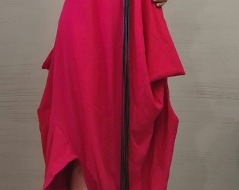 New collection Red Asymmetric Long Dress, Extravagant Fit Dress, Grunge Dress, Plus Size Clothing, Drape Dress, Loose Dress