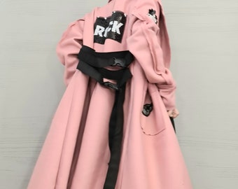 New collection Extravagant Long Coat, Avant Garde Asymmetric Coat, Pink Wool Coat, Gothic Coat, Plus Size Clothing, Women Coat