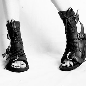 Gladiator Leather Sandals, Gothic Sandals, Strappy Shoes, Grunge Shoes, Steampunk Shoes, Extravagant Sandals, Grunge Sandals, Handmade Shoes