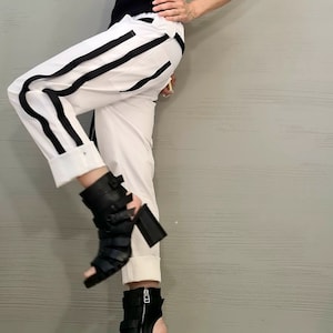 New collection Extravagant Women Harem Pants, Women Loose Trousers, Avant Garde Trousers, White Loose Pants, Gothic Pants, Punk Pants