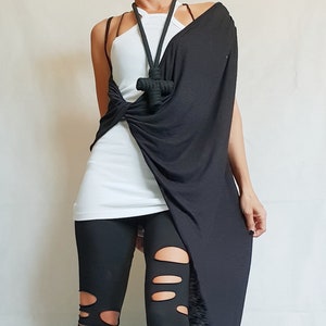 Asymmetric Top, Avant Garde Tunic, Futuristic Clothing, Deconstructed Top, Gothic Tunic, Steampunk Tunic, One Shoulder Top, Black Top