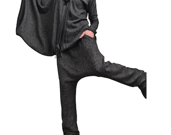 Avant Garde Asymmetrical Knit Set | Drop Crotch Harem Pants Two Piece