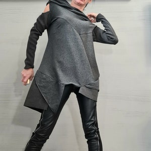 New collection Avant Garde Tunic, Deconstructed Top, Asimmetric Blouse, Oversize Tunic, Off Shoulder Extravagant Blouse, Hooded Blouse