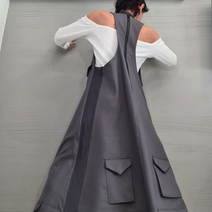 Long Loose Dress Pockets, Grey Dress, Asymmetric Dress, Gothic Dress, Extravagant Deconstructed Dress, Sleeveless Dress, New collection