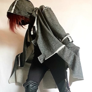 Asymmetric Cardigan, Avant Garde Clothing, Drape Cardigan, Urban Clothing, Steampunk Cardigan, Avant Garde Hoodie, Plus Size Clothing