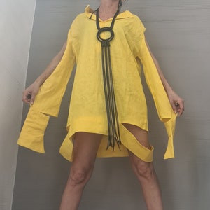 Beach Shirt Dress, Asymmetric Linen Dress, Avant Garde Tunic, Loose Tunic, Linen Clothing, Gothic Tunic, Extravagant Tunic,