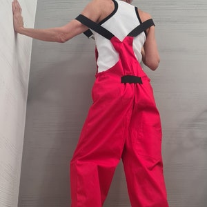 Tuta lunga da donna, tuta rossa stravagante, tuta ampia da donna, NUOVA collezione, tuta casual a gamba larga, tuta con spalline
