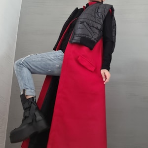 New collection Double vest, Asymmetric Sleeveless Vest, Long Short Vest,  Black Red Vest, Extravagant Vest, Designer Vest, Two-piece Vest