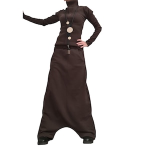 Avant Garde Cotton Turtleneck Set | Wide Deep Pants Minimalist Outfit image 1