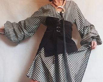 Extravagant Long Shirt with Corset, Asymmetrical Shirt, Oversize Tunic, Gothic Tunic Corset, Party Shirt, Cocktail Shirt, Shirt Hug Me