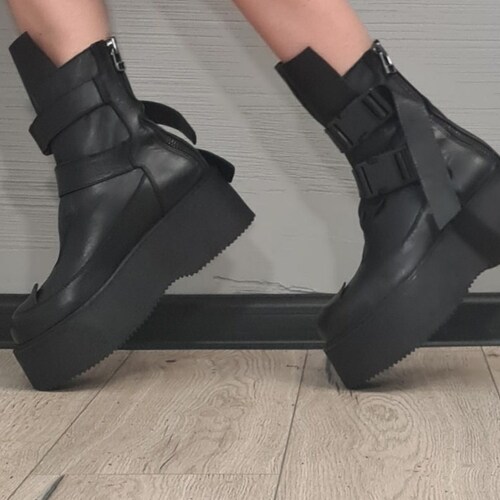 genuine leather platform boots