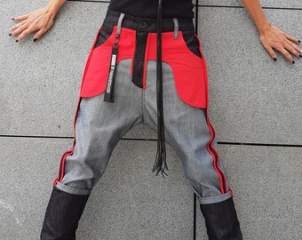 oleno harem denim pants