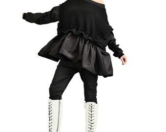 Avant Garde Blouse, Warm Blouse, Extravagant Asymmetric Top, Loose Oversize Women’s Clothing