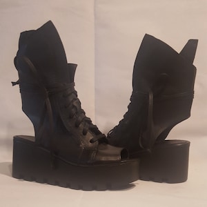 Platform Leather Sandals, High Summer Sandals, Combat Sandals, Open Toe Sandals, Genuine Leather Sandals , Black Boots, Gothic Sandals