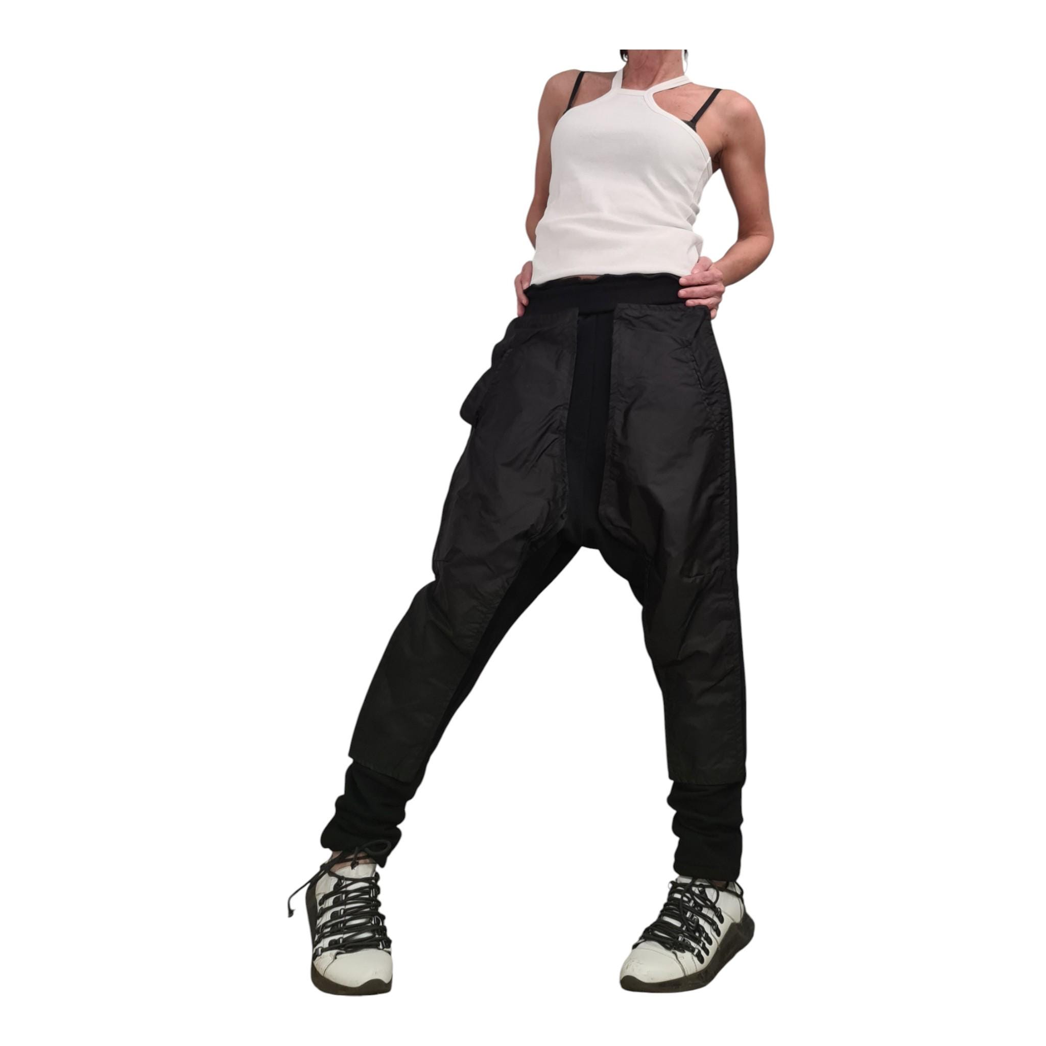 パンツ Y's Asymmetric Sarrouel Cargo Pants Black Asymmetric Cargo Pants for Women Loose Drop Crotch Trousers