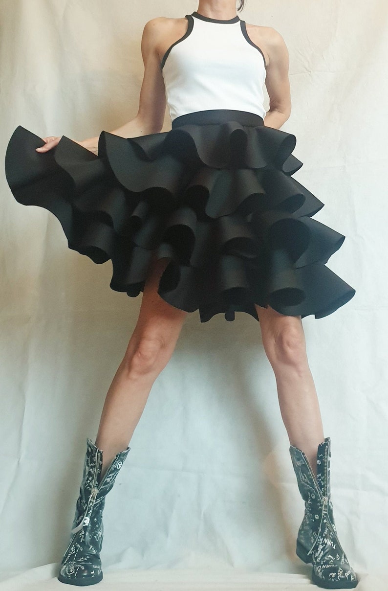 Gothic Skirt Asymmetric Skirt Ball Skirt Cocktail Skirt Circle Black Skirt Waist Skirt\u0440 Waves Skirt Wedding Skirt Extravagant Skirt