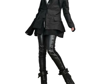 Black Avant Garde Blazer Asymmetric Deconstructed Extravagant Tailored Jacket Gothic Outfit for Women