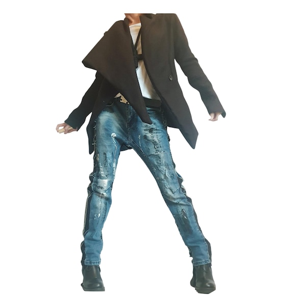 Winter Coat, Wool Coat, Black Coat, Plus Size Clothing, Oversize Coat, Women Coat, Gothic Coat, Button Down Coat, Asymmetric