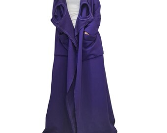 Asymmetric Hooded Cotton Cardigan for Women | Gothic Avant Garde Long Vest | DDP USA