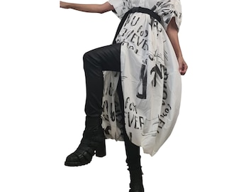 Asymmetrische Tunika Shirt, Avantgarde Lockere Baumwoll Top