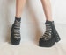 Gothic Women Shoes, Extravagant Women Boots, Black Platform Shoes, Platform Winter Boots, Leather Ankle Boots, Platform Grunge Shoes 