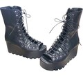 Black Platform Sandals, High Open Toe Shoes, Gothic Summer Combat Boots product logo