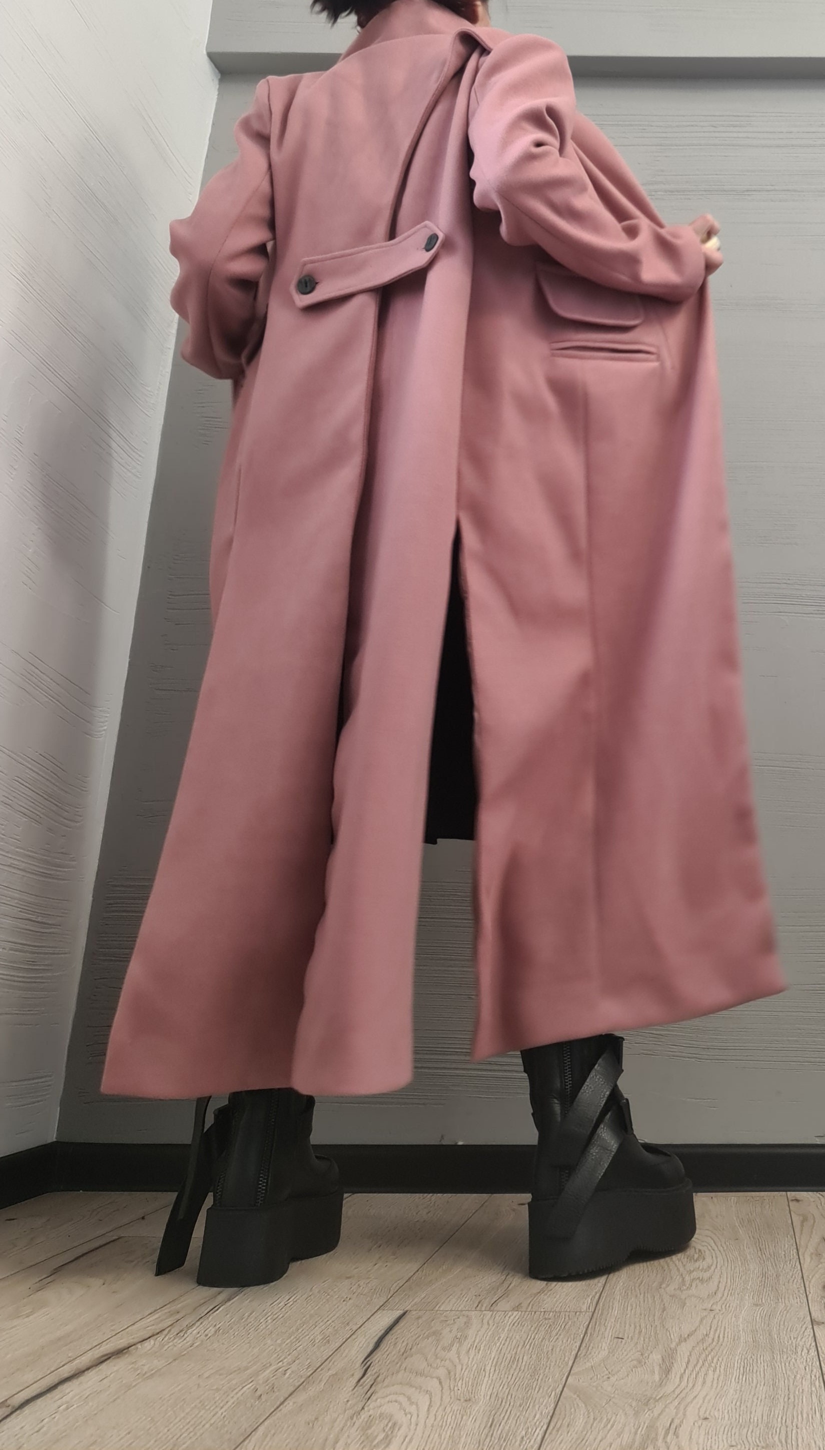 Pink Wool Long Coat, Avant Garde Asymmetric Design, Plus Size - Etsy