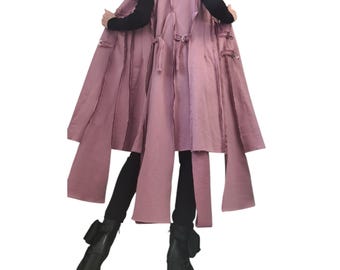 Dusty Rose Asymmetrical Maxi Vest |  Metal Hooks