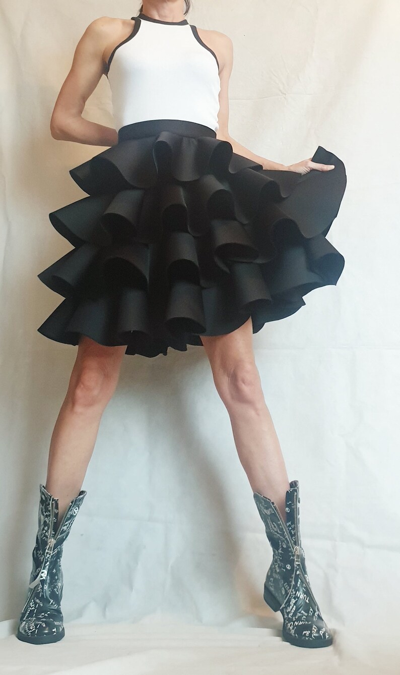 Gothic Skirt Asymmetric Skirt Ball Skirt Cocktail Skirt Circle Black Skirt Waist Skirt\u0440 Waves Skirt Wedding Skirt Extravagant Skirt
