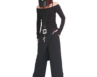 Gothic Harem Pants with Skirt - Extravagant Drop Crotch Design, Women’s clothing, Handmade