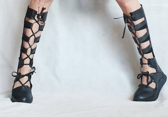 SALE Last Piece Leather Sandals Gladiator Sandals Knee - Etsy