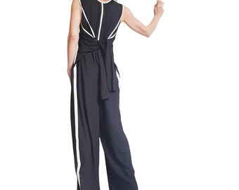 Asymmetric Cotton Jumpsuit: Extravagant Wide Leg Boho Gothic Overall