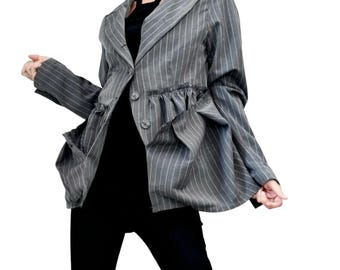 Asymmetric Avant Garde Blazer Jacket for Women | Extravagant Pocket Designer Style | DDP USA