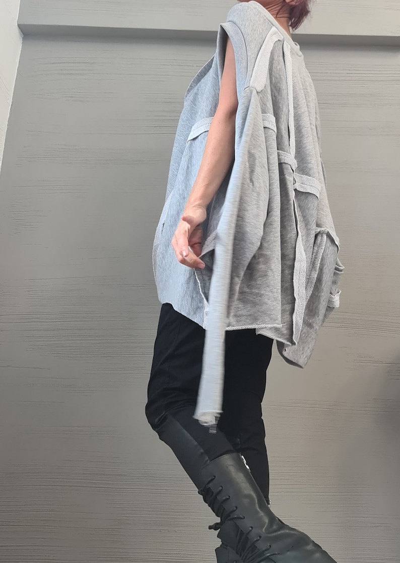 Asymmetrical tunic, Avant Garde Tunic, Loose Tunic, Deconstructed Top, Gothic tunic, Long Short Sleeve Top DRESSSHOESCODE image 5