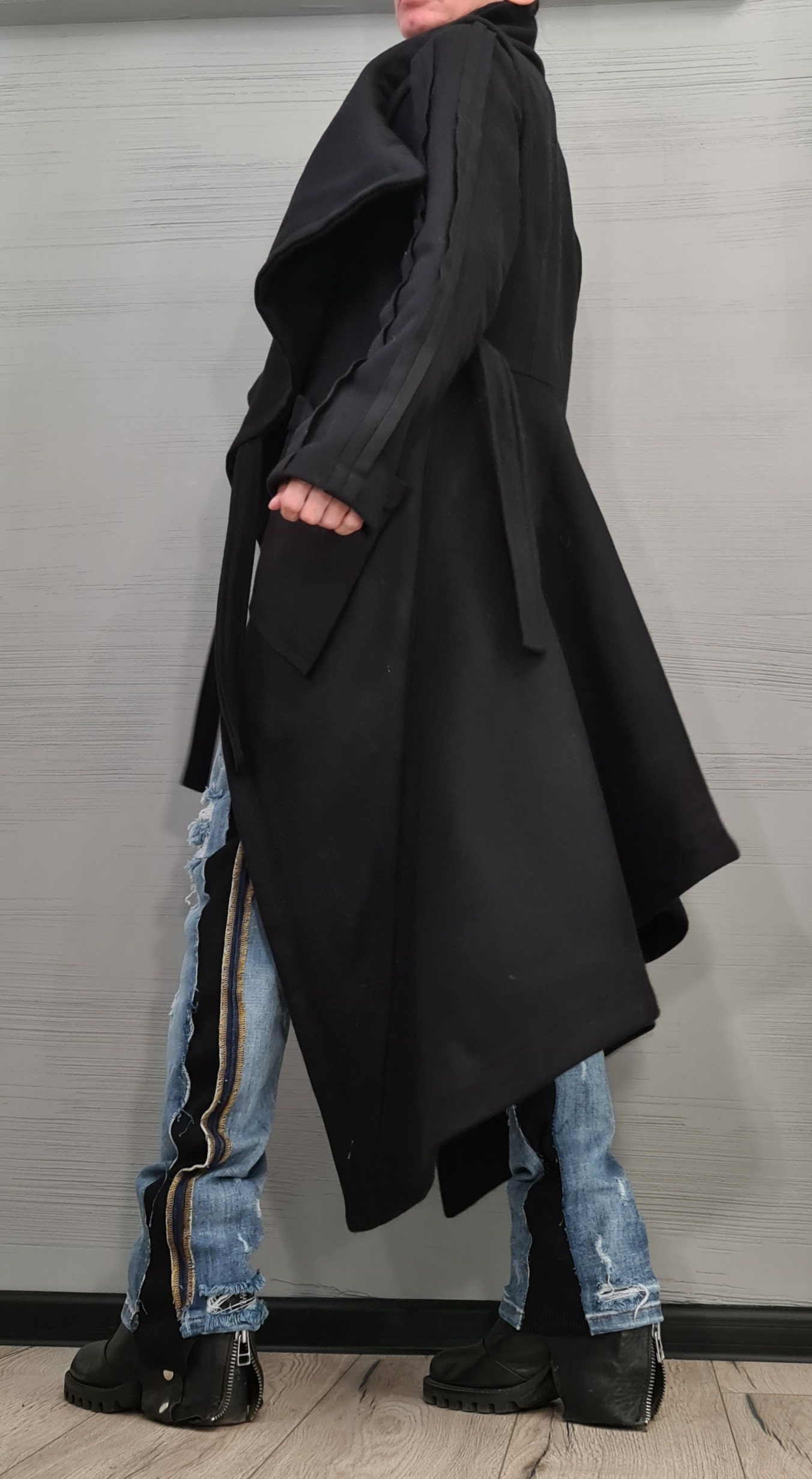 Veste de pluie gothique, Imperméable long pour femme, Manteau asymétrique à  capuche, Vêtements gothiques avant-gardistes -  France