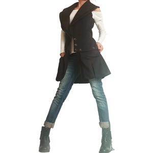 Winter Wool Vest, Extravagant Black Vest, Asymmetric Vest, Black Coat Vest, Women Vest, Gothic Coat, Sleeveless Wool Vest, Plus Size image 1
