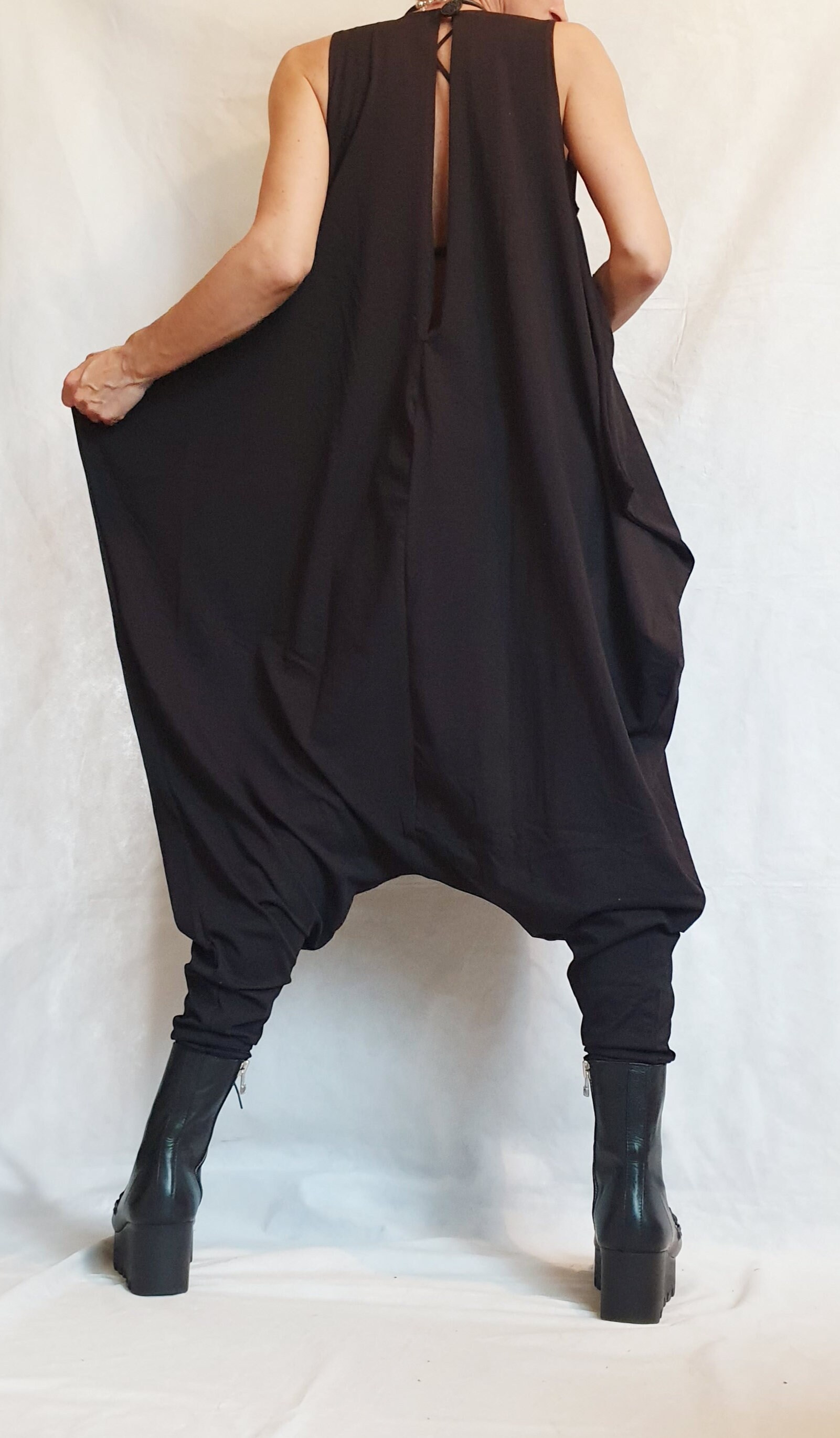 Black Harem Jumpsuit Loose Jumpsuit Drop Crotch Jumpsuit - Etsy