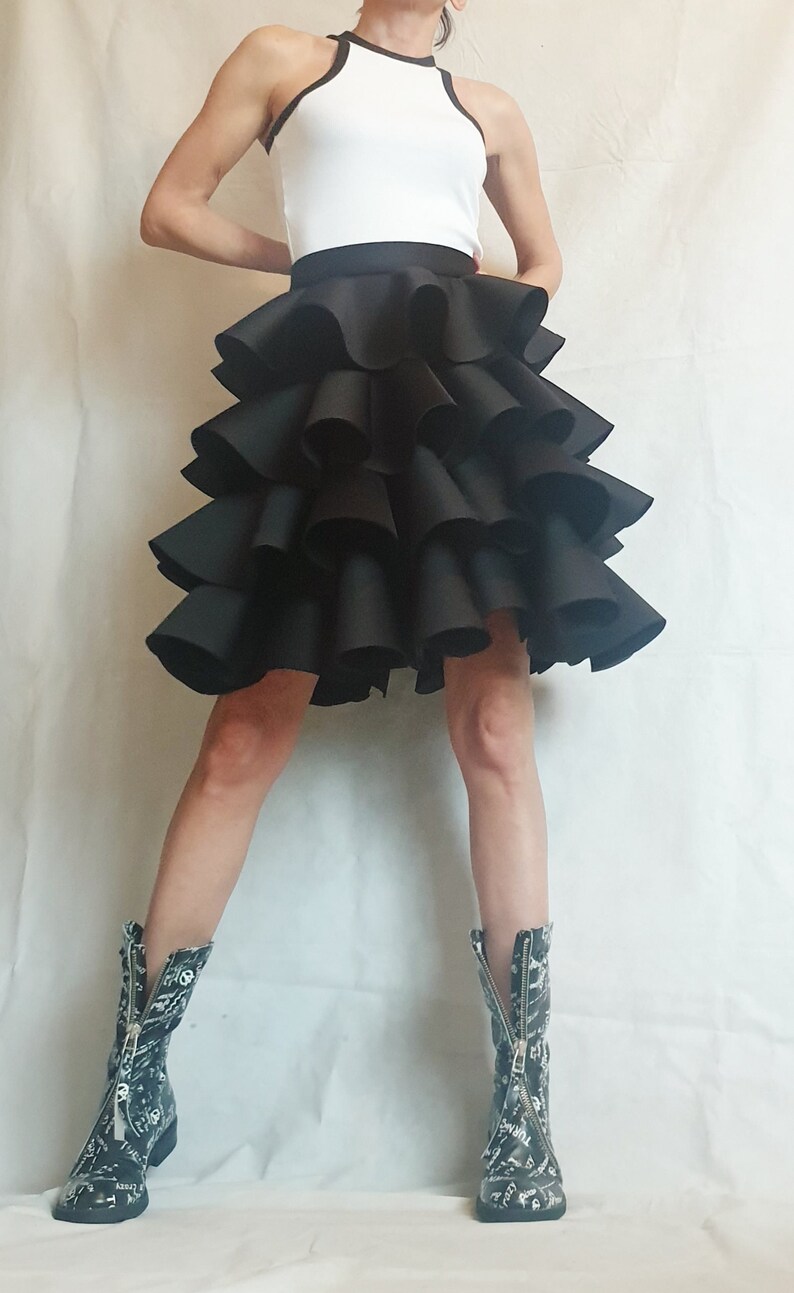 Gothic Skirt Asymmetric Skirt Ball Skirt Cocktail Skirt Circle Black Skirt Waist Skirt\u0440 Waves Skirt Wedding Skirt Extravagant Skirt