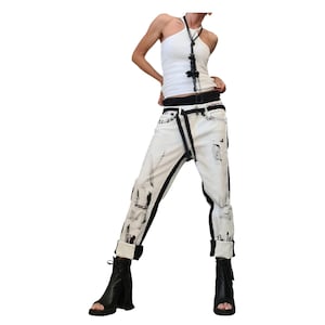 Extravagant Women Denim Pants, Avant Garde Pants, Casual Denim Harem Pants