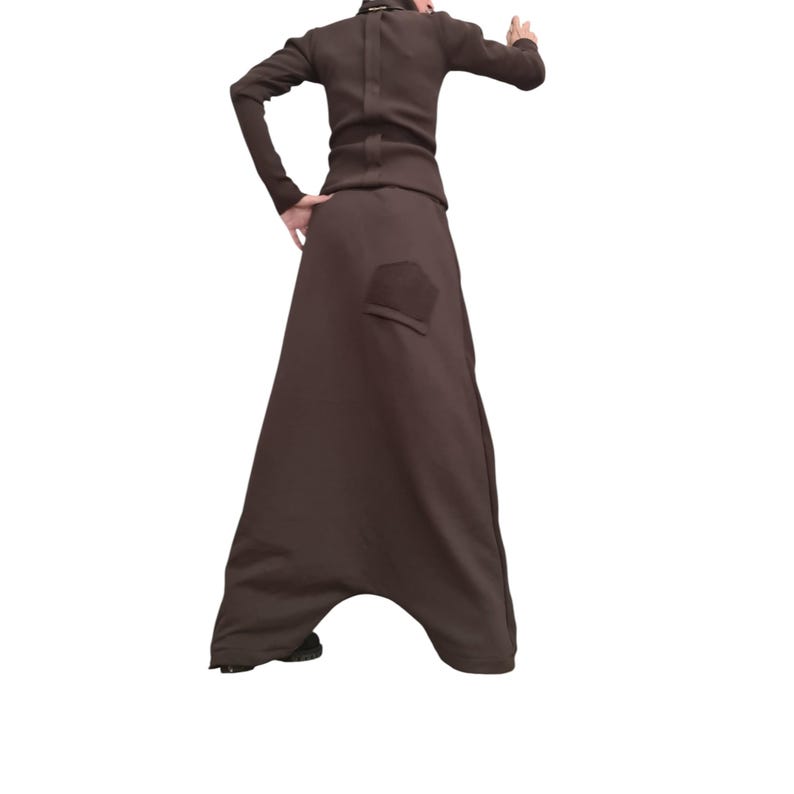 Avant Garde Cotton Turtleneck Set | Wide Deep Pants Minimalist Outfit image 3