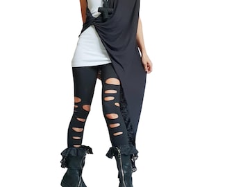 Asymmetric Top, Avant Garde Tunic, Futuristic Clothing, Deconstructed Top, Gothic Tunic, Steampunk Tunic, One Shoulder Top, Black Top