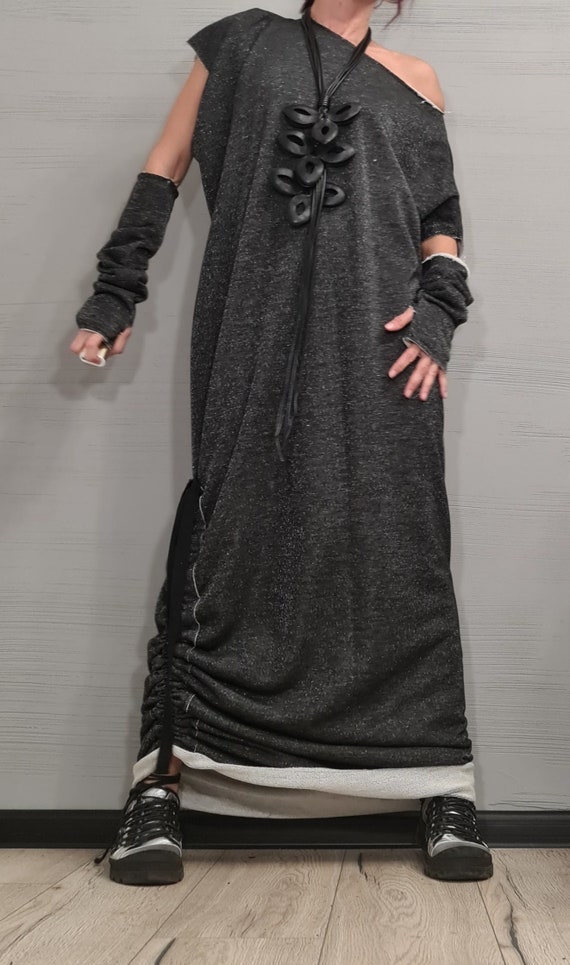 loose fitting one shoulder dress Asymmetrical Dress In Brown