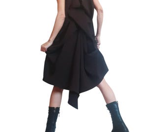 Black Asymmetric Cocktail Dress, Avant Garde Clothing